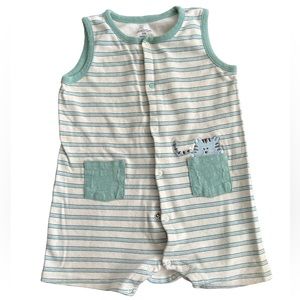 Absorba One Piece Bodysuit Shorts Blue and White Stripe Size 24 months